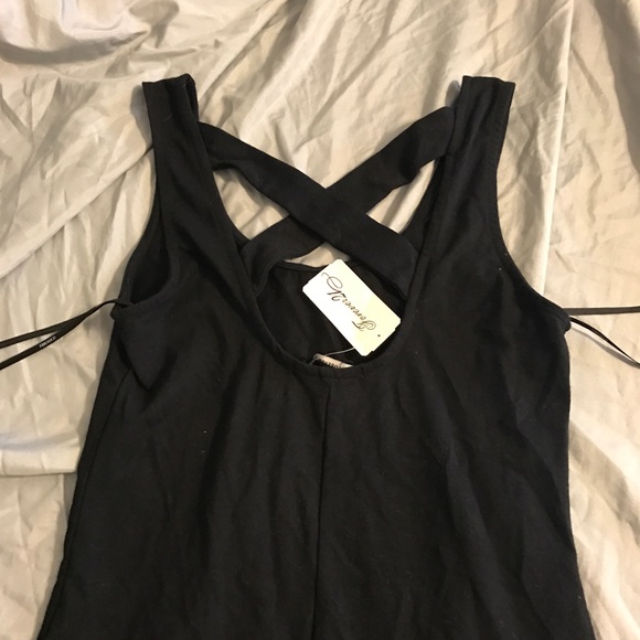 F21 Black Cross Back Cotton Mini Dress - Picture 3 of 7